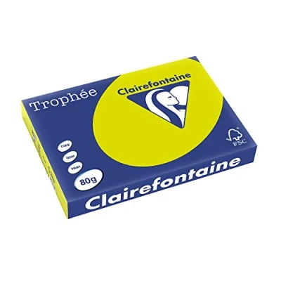 Abbildung von Clairefontaine 2882C Ries Druckerpapier / Kopierpapier Trophee, intensive Farben, DIN A3, 80g, 500 Blatt, Neon Grün, 1