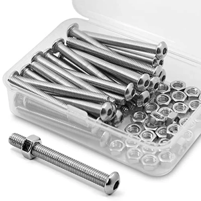 Abbildung von (30 Sätze) M5 0,8 x 50mm Innensechskantschrauben und Muttern Set 304 Edelstahl 18 8 Rundkopfschrauben