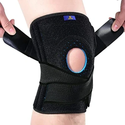 Abbildung von ABYON Kniebandage Verstellbare für Männer Damen, Knieorthesen mit Seitlichen Stabilisatoren und Patella Gelpolstern Knieschmerz, Meniskusriss, Arthritis, Gelenkschmerz (L/XL)