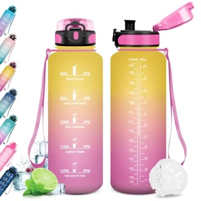 Abbildung von KollyKolla Trinkflasche 1.5L, Große Sport, Wasserflasche Auslaufsicher, Kohlensäure Geeignet, Fitness Trinkflasche, BPA Frei, Sportflasche für Erwachsener, Büro, Gym,