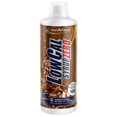 Abbildung von IronMaxx LowCal Syrup Zero Cola 1000ml zuckerfreies Getränkesirup 1:100 ergibt 100l Getränkemischung Getränkekonzentrat mit 22mg L Carnitin und 19mg Magnesium pro Portion