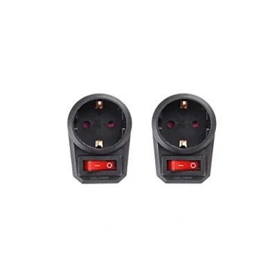 Abbildung von Adapter 1 Steckdose mit Schalter, schwarzer Stecker (2 Stück)