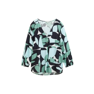 Abbildung von TOM Tailor MIT Muster Bluse, Damen, Größe: 46, Green dots and shapes design