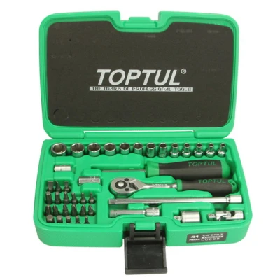 Abbildung von TOPTUL GCAI4102 Steckschlüsseleinsatz Set 41 Schlitz, Sechskant, Torx TR, Kreuzschlitz (PH) 1/4 mit Ratschenfunktion