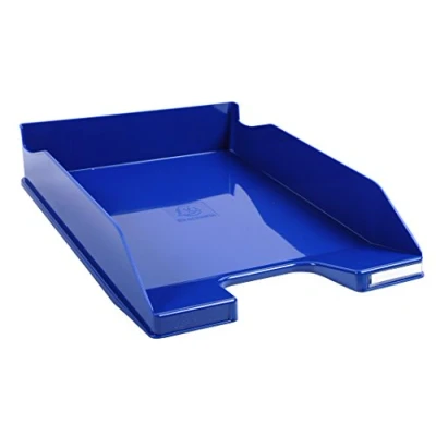 Abbildung von Exacompta 113203D Premium Briefablage Combo Midi DIN A4. Idealer Briefkorb für Ihre Organisation. Robuster und stapelbarer Ablagekorb königsblau glänzend