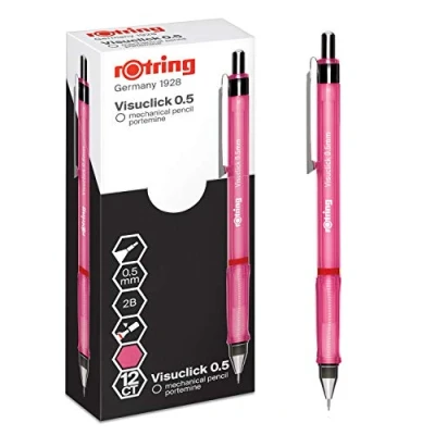 Abbildung von rOtring 2089095 Visuclick Druckbleistift 0,5 mm 2B Mine attraktiver pinkfarbener Schaft 12 Stück