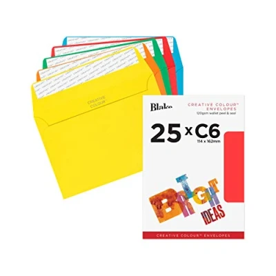 Abbildung von Blake Creative Colour 15123 Farbige Briefumschläge Haftklebung, Sortierte Farben C6 114 x 162 mm 120g/m² 25 Stück