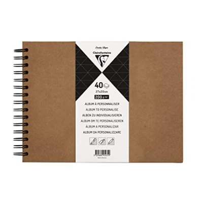Abbildung von Clairefontaine 95431C Heft mit Kraftpapier zum Individualisieren (27 x 20 cm, 40 Blatt, 200 g, Spiralbindung, ideal als Gästebuch) 1 Stück kraft, Kraftbraun
