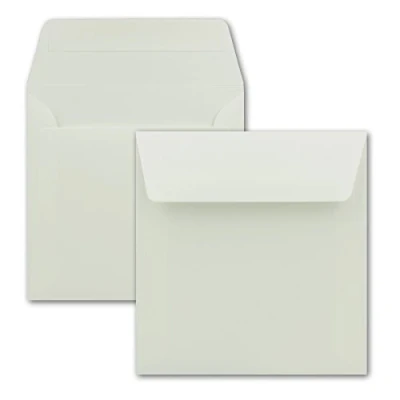 Abbildung von 50 Briefumschläge in Creme quadratische Kuverts 16 x cm Starke Qualität 120 Gramm/m² Haftklebung ohne Fenster