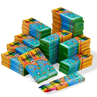 Abbildung von THE TWIDDLERS 50 Boxen Wachsmalstiften (200 Stück), 4 Farben Gastgeschenke, Mitbringsel, Mitgebsel für Kindergeburtstag, Kindergarten, Grundschule