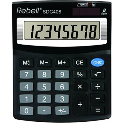 Abbildung von Rebell RE SDC408 Tischrechner 8 stelliger, Standard Ausstattung und angewinkeltem Display, schwarz