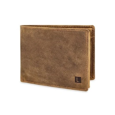 Abbildung von LEDEROW Geldbörse Herren Leder Hunter Braun Querformat Geldbeutel inkl. Geschenkbox Männer Portemonnaie RFID Schutz mit Münzfach Portmonee Wallet Brieftasche Mann groß (Hunter Braun)