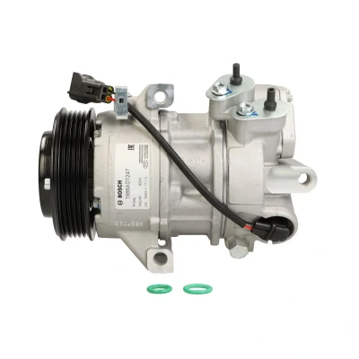 Abbildung von BOSCH 1 986 AD1 247 Kompressor 12V PAG 46 R134a mit Montageanleitung, Dichtring MITSUBISHI: COLT 6