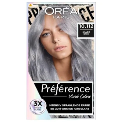 Abbildung von L&#039;Oréal Paris intensive dauerhafte Haarfarbe, Bis zu 8 Wochen glänzendes Haar und Farbe, Préférence Vivid Colors, Farbe: 10.112 SILVER GREY, 1 Stück