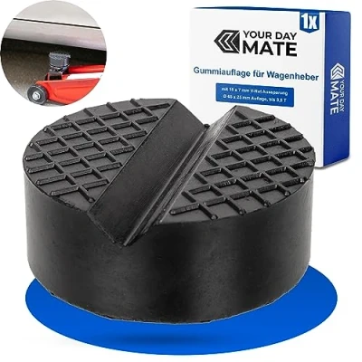 Abbildung von Gummiauflage für Wagenheber, 1 Stück, Ø 65 x 25 mm Auflage, mit 15 7 V Nut Aussparung, KFZ bis 3,5 T, Wagen Heber Pad, Auflage Rangierwagenheber, Gummi Jack Karosserie Unterlage Adapter