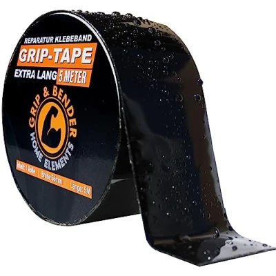 Abbildung von GRIP&amp;BENDER PVC Reparatur Klebeband (5Meter) Wasserdichtes Tape zum Abdichten Selbstklebendes Flick Set (56mm x 5m)
