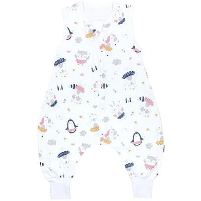 Abbildung von TupTam Sommerschlafsack Baby mit Füßen Leichter Schlafsack Sommer 0.5 TOG, OEKO TEX, Farbe: Feen Tiere Gelb Rosa Blau Grau (Fairy Animals), Größe: 80 86