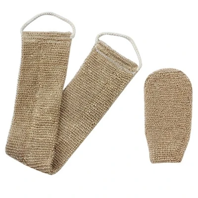 Abbildung von Homgaty Hanf Rückseite Scrubber Körper Bürste Natural Exfoliating mit Mitt