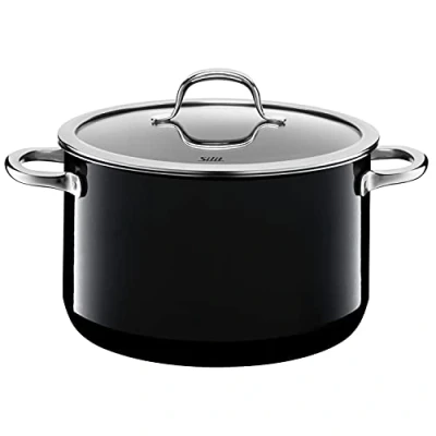 Abbildung von Silit Passion Black Kochtopf hoch 24cm, Glasdeckel, Fleischtopf 6,4l, Silargan Funktionskeramik, Topf Induktion, schwarz