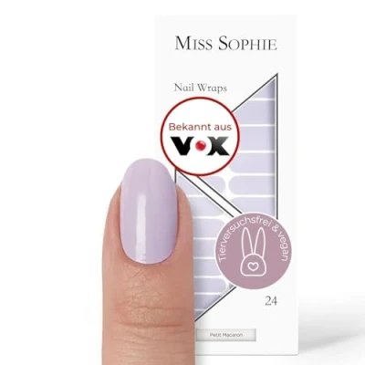 Abbildung von Miss Sophie Nagelfolie Petit Macaron Einfarbig, Fliederfarben, Nail Wraps 24 ultra dünne selbstklebende langanhaltende Nagelfolien