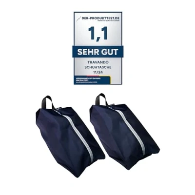 Abbildung von TRAVANDO Schuhtasche 2er Set Wasserfeste Schuhbeutel Reise, Koffer, Gepäck Schmutzabweisender Schuhsack Reise für Schuhe, Urlaub Shoebag Tasche zur Trennung von Schuhen Kleidung Reisezubehör