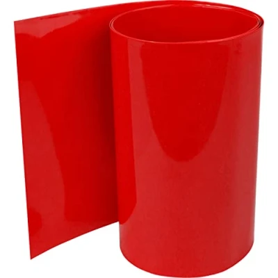 Abbildung von ISOLATECH PVC Schrumpfschlauch Meterware rot ohne Kleber Flachmaß 150mm (Ø95,5mm) 1 Meter Schrumpfverhältnis 2:1 Set zum Isolieren von 18650 Akku Batterien unbeschriftet (Ø95,5mm Meter)