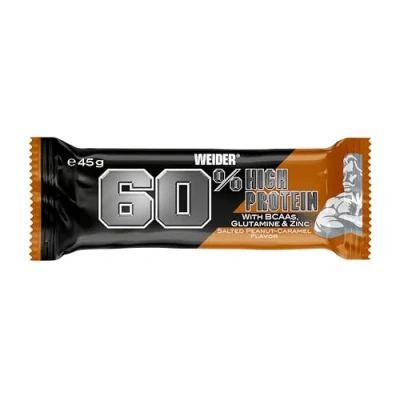 Abbildung von WEIDER 60% Proteinriegel, Eiweißriegel mit dem höchsten Proteingehalt auf Markt, High Protein Riegel Glutamin und BCAA für Muskelaufbau Fitness, 24 Stück á 45g, Salted Peanut Caramel