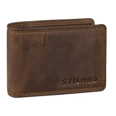 Abbildung von STILORD Jay&#039; Kleine Geldbörse für Herren, RFID Leder, Vintage, Kartenhalter, NFC, Mini, Geldbörse, elegant, echtes mittelbraun, S,