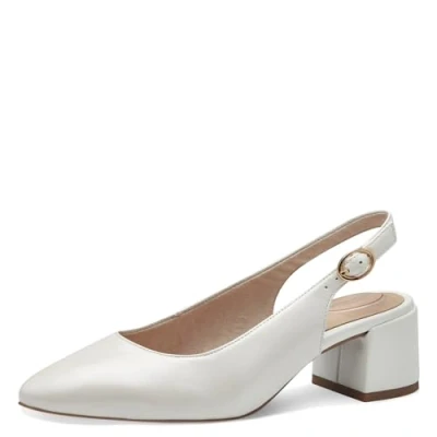 Abbildung von Tamaris COMFORT Damen Slingpumps aus Leder Elegant, Weiß (Pearlized), 38 EU