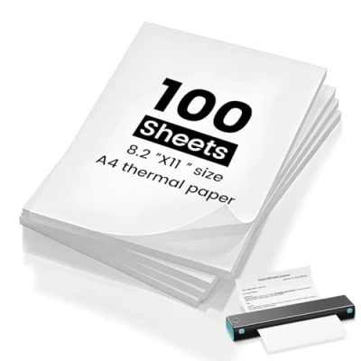 Abbildung von (100 Blatt) Thermopapier A4, kompatibel mit den meisten a4 Thermodruckern, schnelltrocknendes Thermopapier, BPA frei, Thermodrucker Papier für Dokumenten, Webseiten und Fotos.