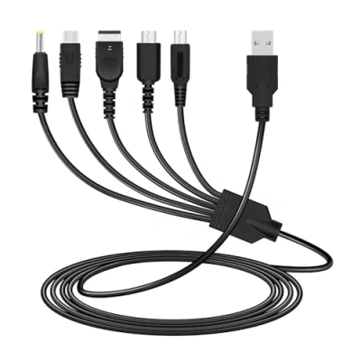 Abbildung von Link e : 5 in 1 USB Ladekabel Kompatibel mit Nintendo 3DS, New 3DS XL, 2DS, DSI, DSI Gameboy Advance GBA SP, DS Lite, Konsole, Wii U Controller und SONY PSP 1000/2000/3000