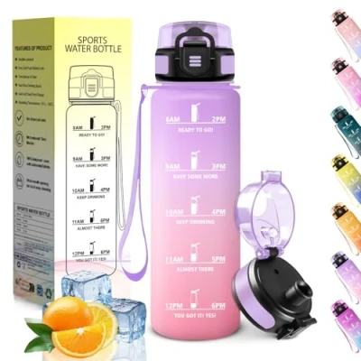 Abbildung von HoneyHolly Trinkflasche Kinder, 500ML, Kohlensäure Geeignet, Wasserflasche, Wiederverwendbar Mit Zeitskala, Trinkflaschen Sport für Laufen, Radfahren, Arbeiten, Schule, Fitnessstudio