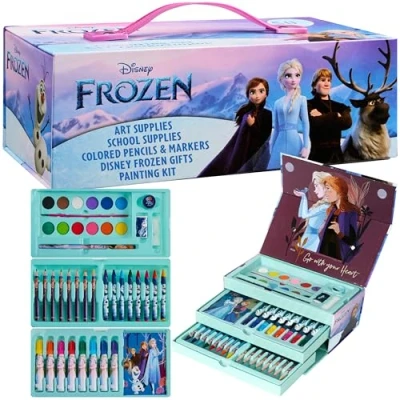 Abbildung von Disney Frozen Malkoffer, Malset für Kinder Bastelkoffer mit Buntstifte, Painting Supplies &amp; Farbstifte (Mehrfarbig)