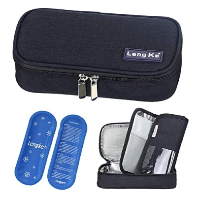Abbildung von YOUSHARES Insulin Kühltasche Insulated Medication Diabetiker Tasche zur Aufbewahrung von für und Durchstechflaschen mit 2 kühlakku (Schwarz)