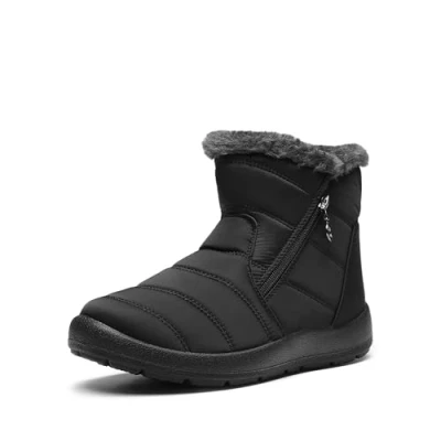 Abbildung von DREAM PAIRS Damen Winterstiefel Wasserdicht Warm gefütterte Schneestiefel Winterschuhe Winter Kurzschaft Stiefel Boots Schuhe,Size 36,Schwarz,SDSB2303W E