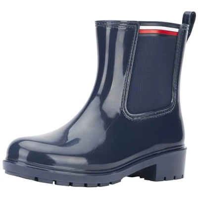 Abbildung von Tommy Hilfiger Damen Low Boot Stiefel Essential Corporate Rainboot Gummistiefel, Mehrfarbig (Space Blue), 37 EU
