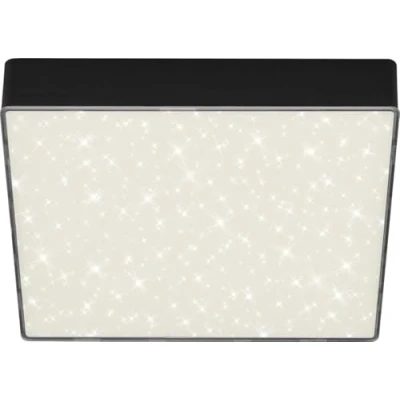 Abbildung von BRILONER LED Deckenlampe mit Sternenhimmel, rahmenlos, neutralweiße Lichtfarbe, Lampe, Deckenleuchte, Wohnzimmerlampe, Schlafzimmerlampe, Küchenlampe, 21,2x21,2x3,6 cm, Schwarz