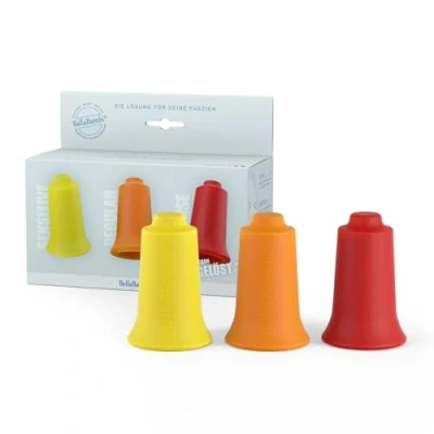 Abbildung von 3er Set BellaBambi® original Schröpfgläser 3 Intensitäten für Massage Beauty Wellness &amp; bei Muskelverspannung Ideal als Faszien Trigger Punkte Ganzkörper geeignet Gelb, Orange, Rot
