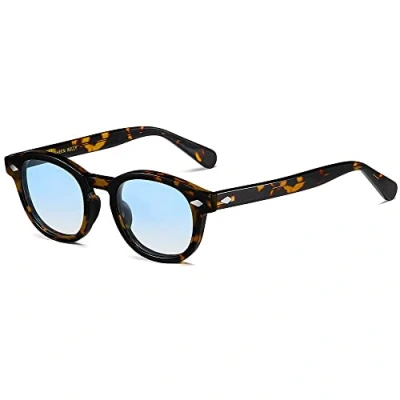 Abbildung von SHEEN KELLY Retro Hochauflösend ovale Sonnenbrille für Männer Frauen Piratenkapitän Johnny Depp Stil polarisierte Linse Acetat Material