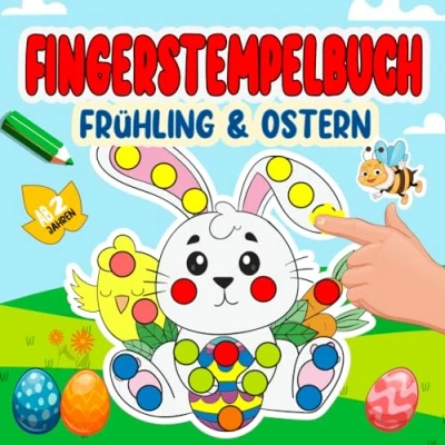 Abbildung von Fingerstempelbuch Ostern und Frühling ab 2 Jahren: Malen Basteln für Kinder Bastelbuch Jungen Mädchen.