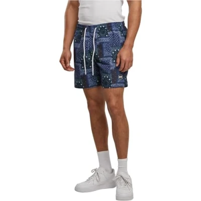 Abbildung von Urban Classics Pattern Badeshorts, Herren, Größe: Large, Navy bandana aop