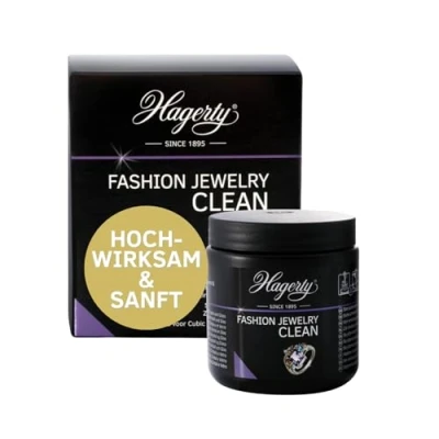 Abbildung von Hagerty Fashion Jewelry Clean Schmuck Tauchbad 170 ml I Effektiver Reiniger für Modeschmuck mit Zirkonia Kristallsteine Glassteine Modeschmuckreiniger sofortiger Wirkung inkl. Tauchkorb