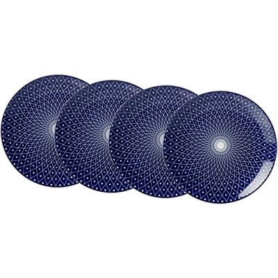 Abbildung von Ritzenhoff &amp; Breker Kuchen und Frühstücksteller Set Royal Reiko, 4 teilig, 21,5 cm Durchmesser, Porzellangeschirr, Blau Weiß, 21.50 x 2.50