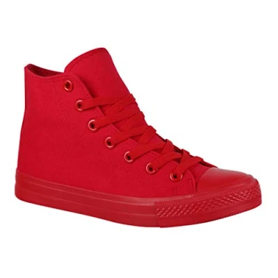 Abbildung von Elara Unisex Sneaker Sportschuhe High Top Turnschuh Chunkyrayan 014 ZY9031 Red 38