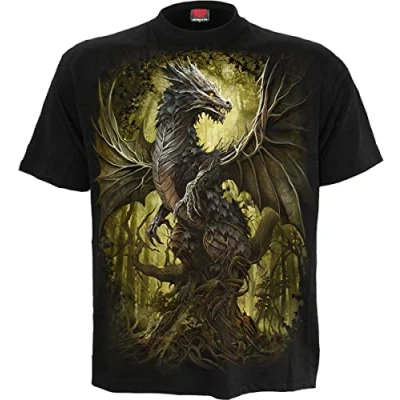 Abbildung von Spiral Oak Dragon Männer T Shirt schwarz 3XL 100% Baumwolle Basics, Drachen, Rockwear