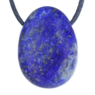 Abbildung von Lebensquelle Plus Lapislazuli Tropfenanhänger Gebohrter Tropfen Trommelstein Anhänger mit Baumwollband Hochwertiger Edelsteinanhänger
