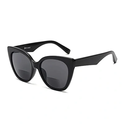 Abbildung von JM Classic Bifokal Lesebrillen Übergroße Cateye Stilvolle Sonnenbrillenleser für Damen Schwarz +3.0