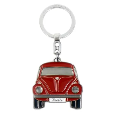 Abbildung von BRISA VW Collection Volkswagen Emaillierter Metall Schlüssel Anhänger Ring Schlüsselbund Accessoire Keyholder im Käfer/Beetle Design (Front/Rot)