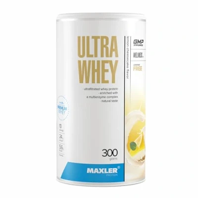Abbildung von Maxler Ultra Whey Protein 24 g pro Portion Reines Pulver Molkenprotein Konzentrat, Isolat, Hydrolysat Mit BCAA Zitronen Käsekuchen 300g