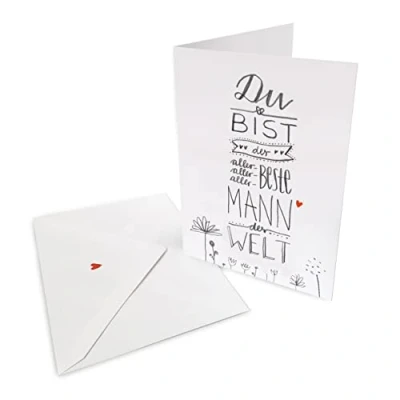 Abbildung von Valentinskarte Glückwunschkarte für den besten Mann der Welt Grußkarte oder Dankeschön Karte zu Valentinstag, Geburtstag, Klappkarte mit Leinenstruktur inkl. Umschlag
